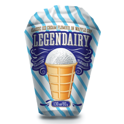 legendairy vanilla flavour ice cream in waffle cone picture