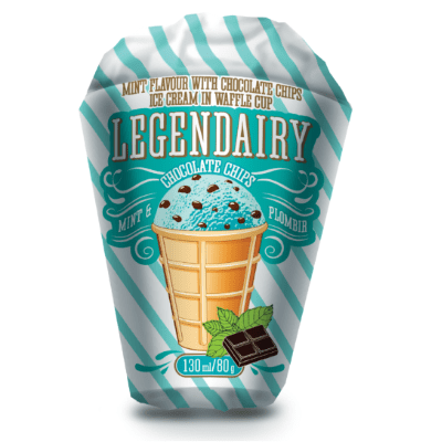 legendairy mint flavour with chocolate chips ice cream in waffle cone picture